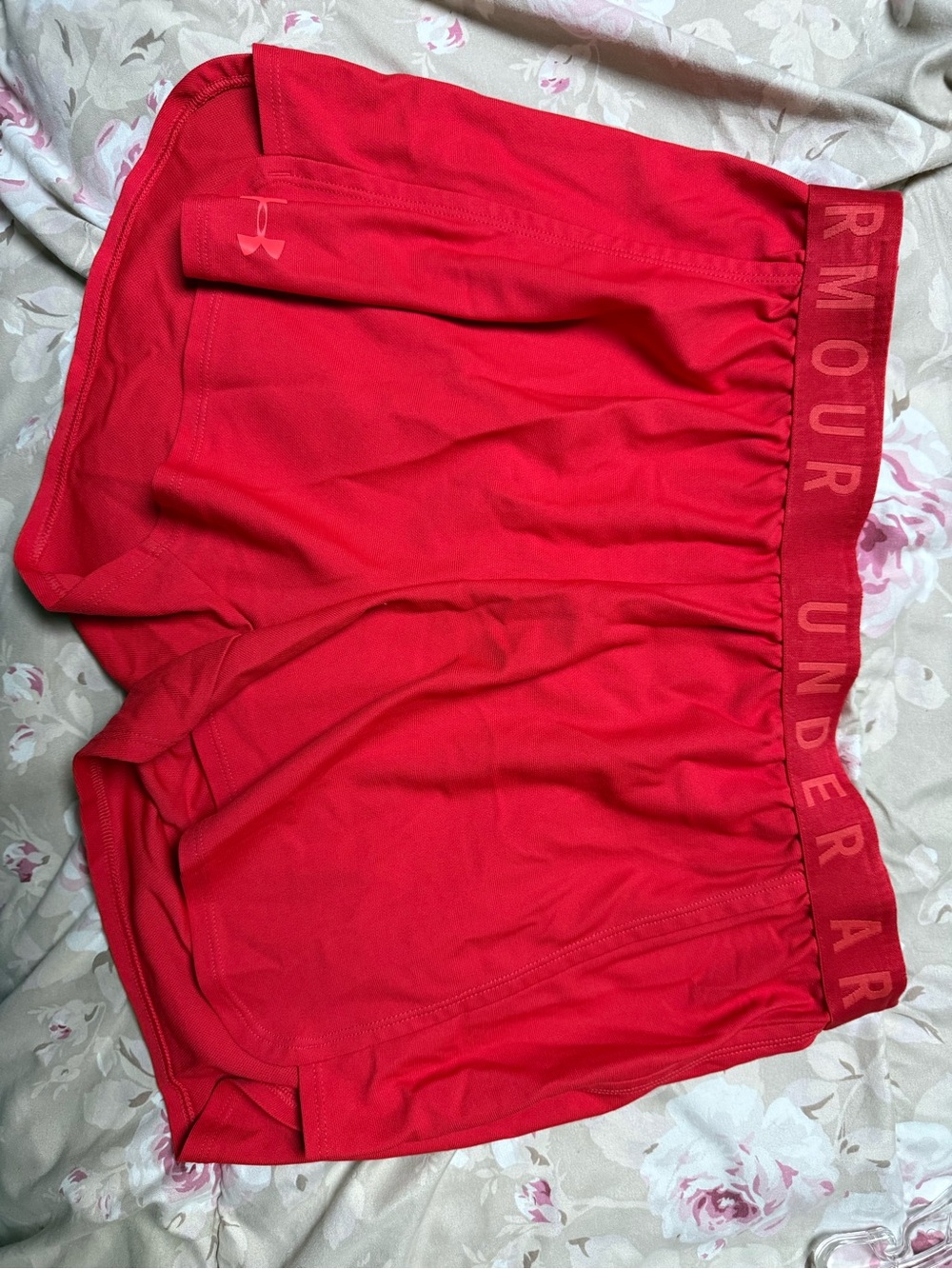 Under Armour Red Women's Athletic Shorts with Branded Waistband